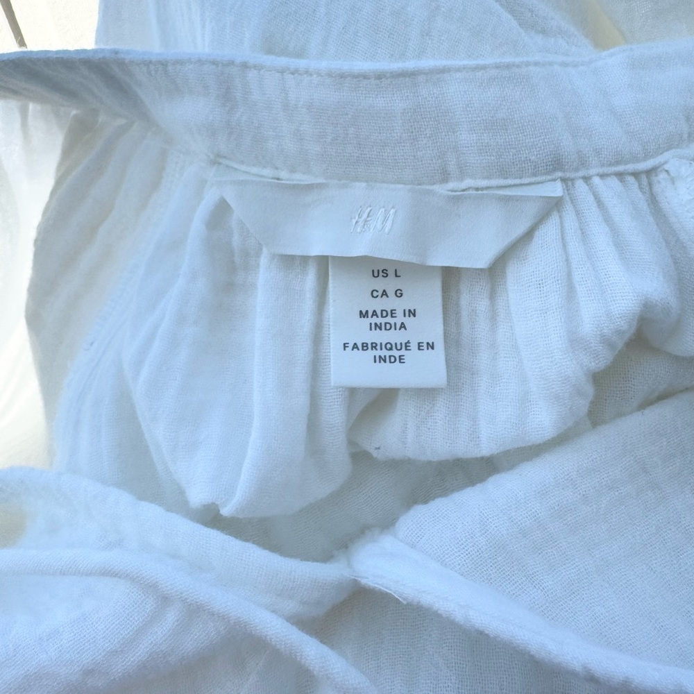 H & M White Gauze Maxi Dress L - Picture 13 of 16